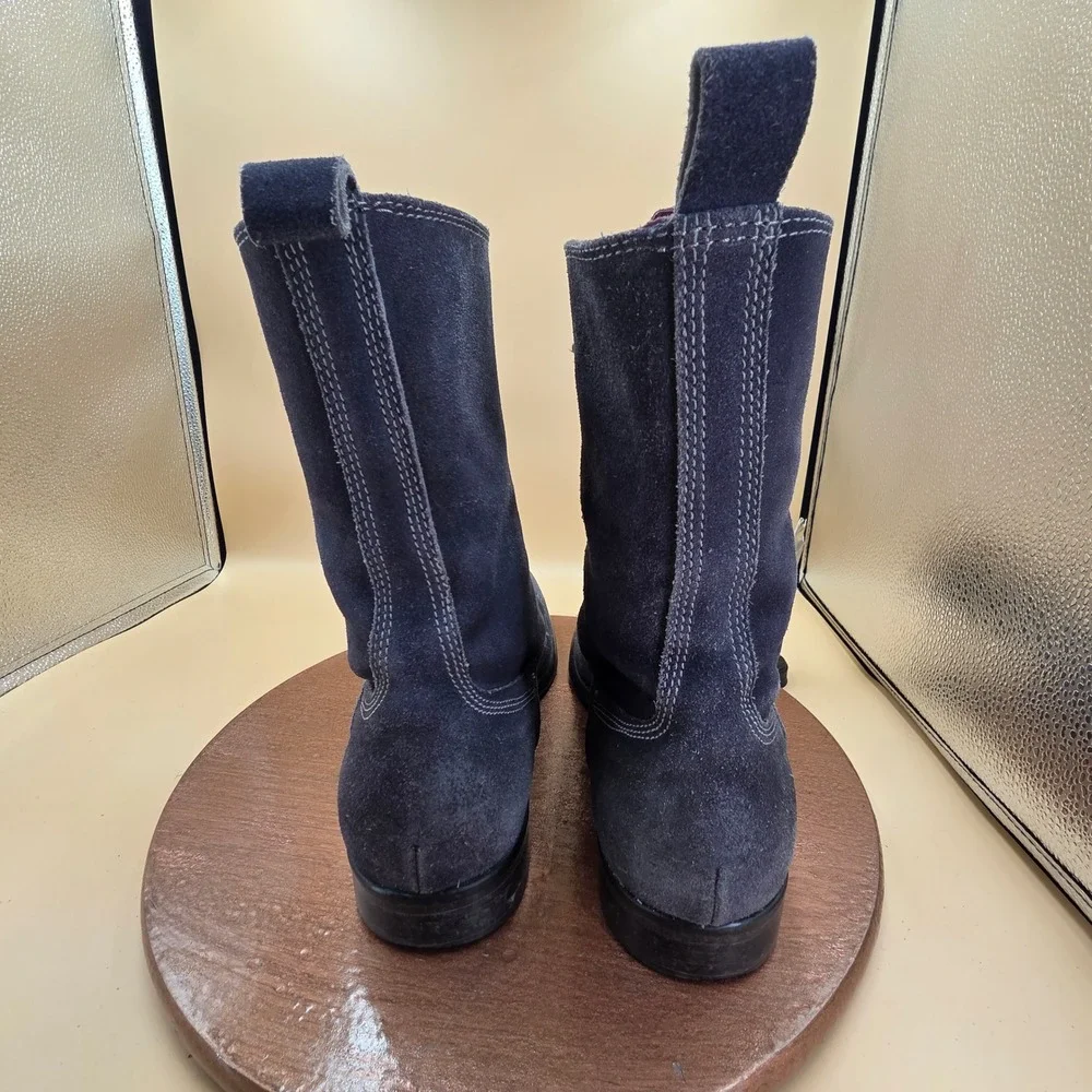 Vero Cuoio Mens Navy Blue Suede Combat Boots Made in Italy WCSF11 00GR 42